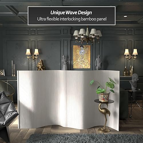 Miniatura 2 de Red Lantern Pantalla de onda de bambú de tamaño corto de 4 pies  Natural  Sombra flexible de privacidad separador divisor de habitación para