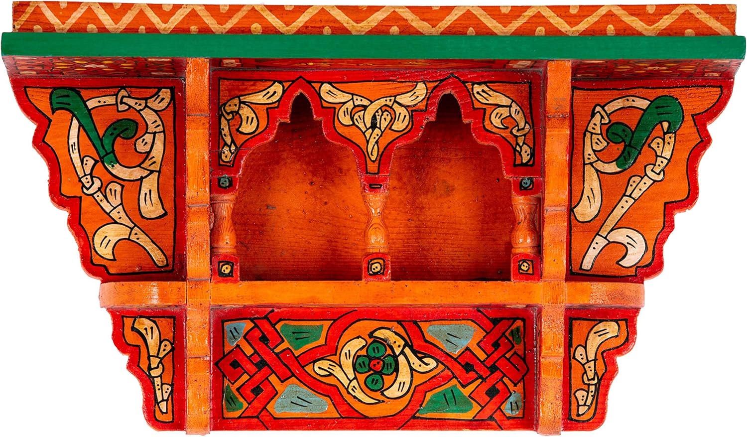 HibArt Moroccan Wooden Floating Shelves - Hand painted Zouak Style Arabic Hanging Wall Shelf (Medium, Blue Sky)