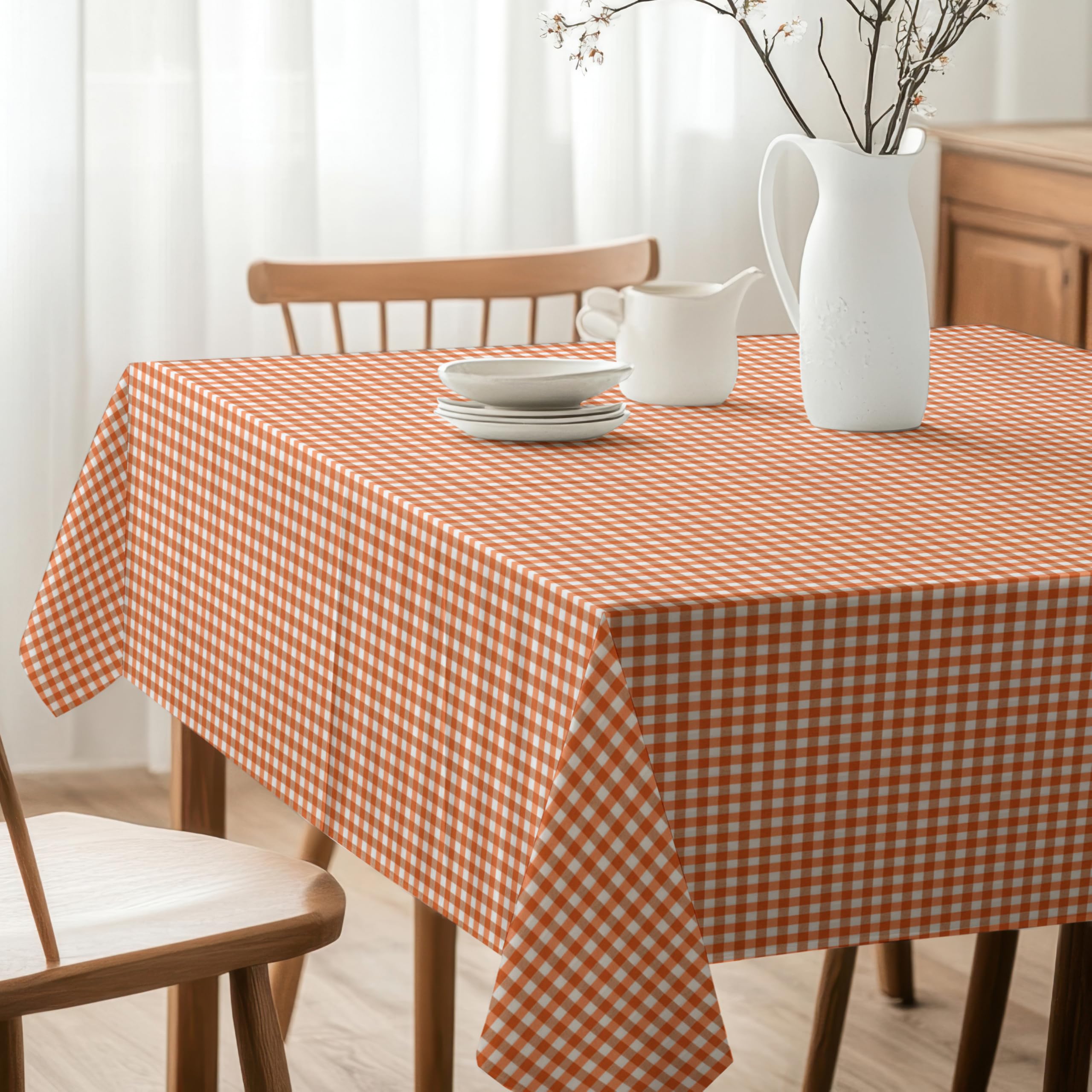 Martina Home Nappe avec Revêtement en Téflon Motif Petits Carreaux Vichy Orange 240 x 140 cm