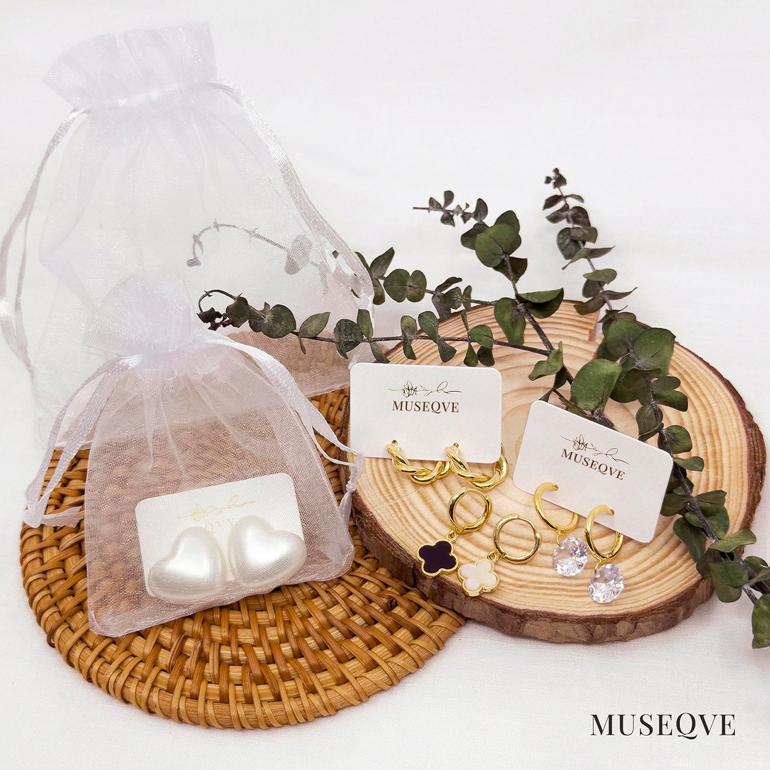 Four Leaf Clover Dangle Earrings for Women • 14K Gold Plated White Mother of Pearl/Black Onyx/CZ Diamond Lucky Clover Charm Drop Huggie Hoops Earrings [CVRE] - Image 6