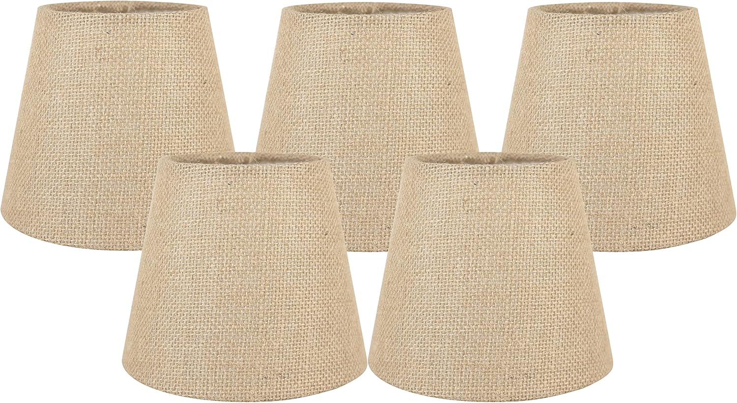 Meriville Set of 5 Natural Burlap Clip On Chandelier Lamp Shades, 4-inch by 6-inch by 5-inch