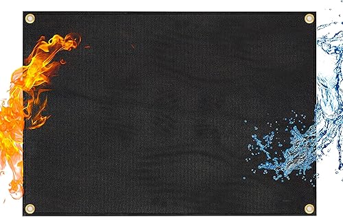 OYOWUOT Tapete de parrilla para parrilla al aire libre, 72 x 39 pulgadas, rectangular, de doble cara, a prueba de fuego, tapete protector grande de