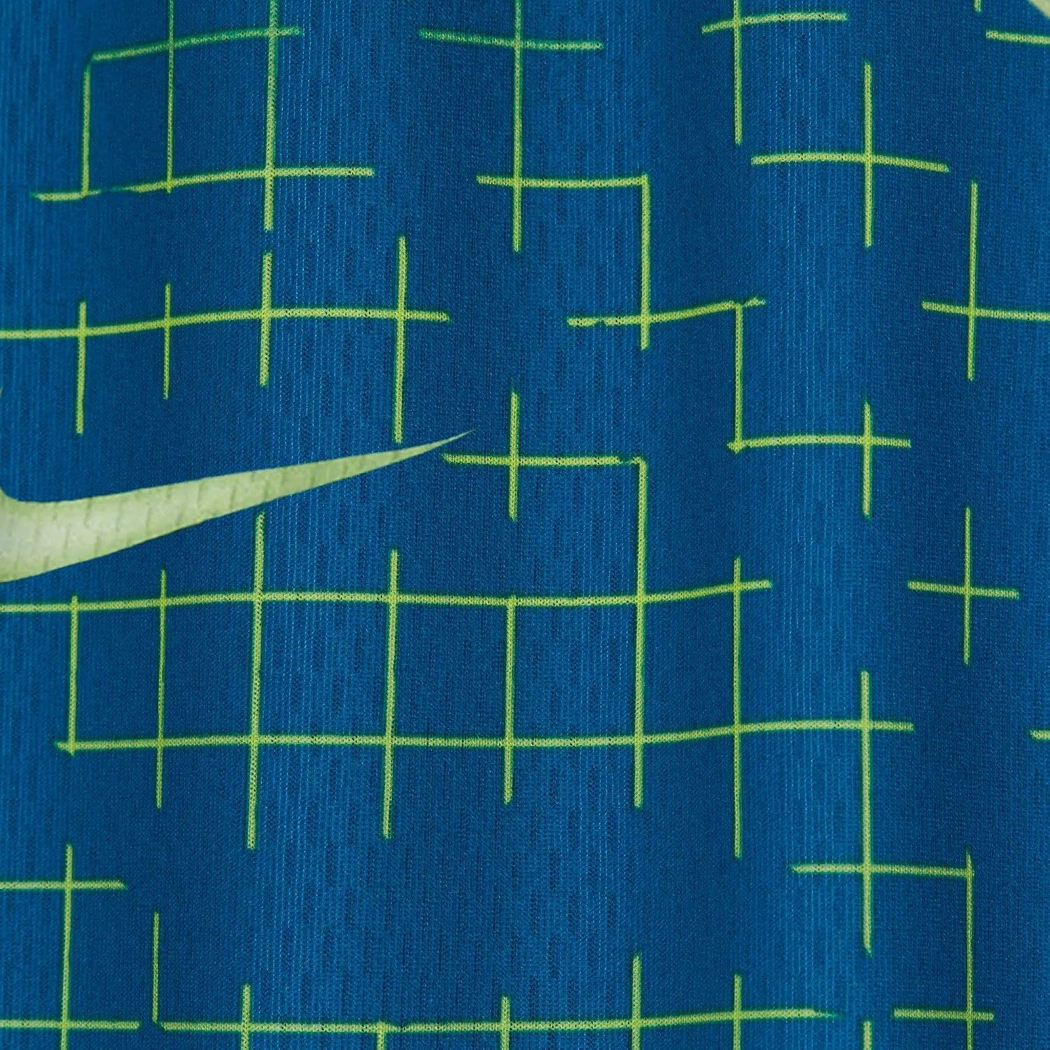Nike Big Boys Dri-Fit Printed Training Shorts (Large, Green Abyss/Barely Volt)