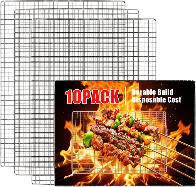 10 PCS Disposable Grill grates，Grill mesh 11.8×15.7 inch，Disposable Grill Topper