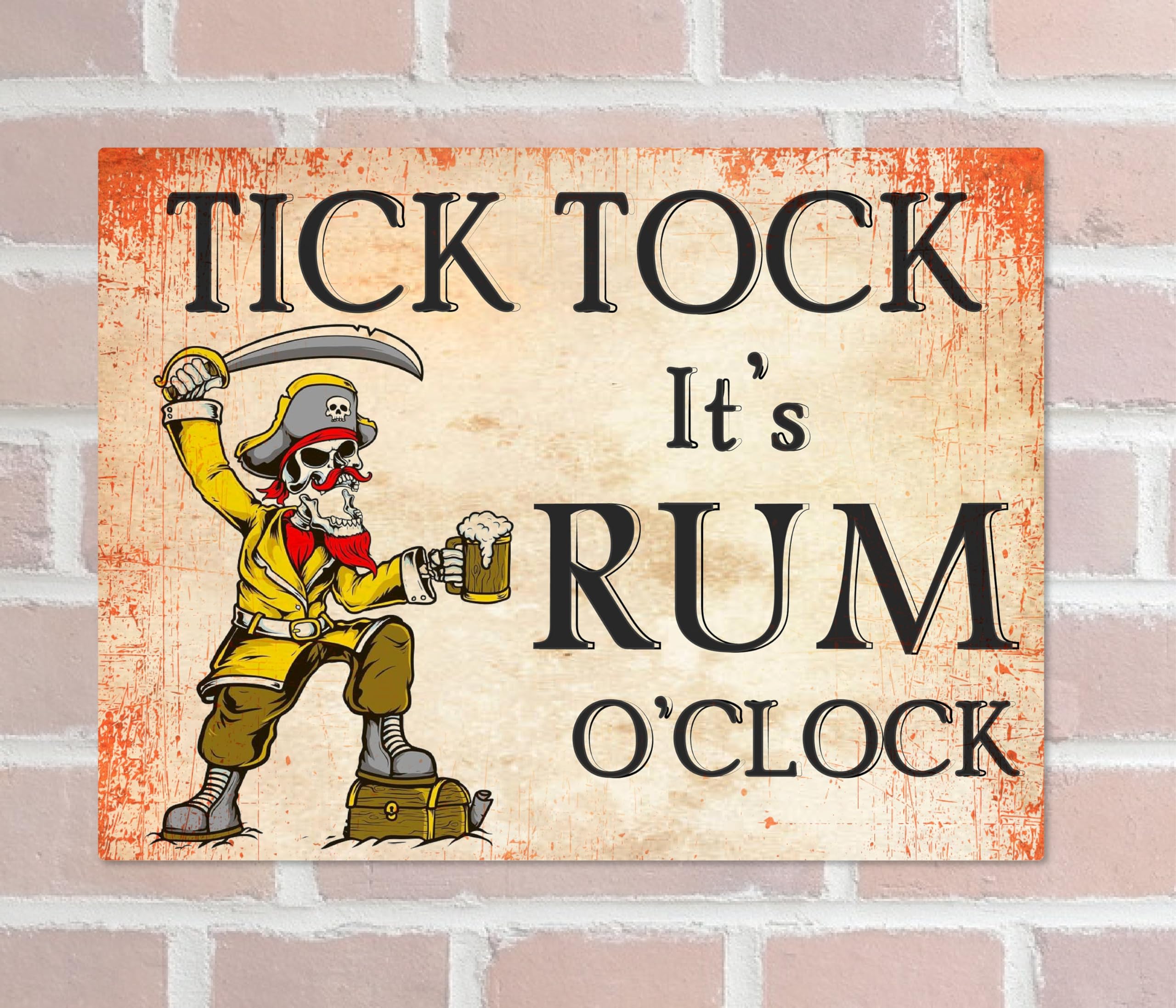 RUM O'CLOCK Retro Metal Sign Man Cave Bar Pub Plaque Party Vintage Gift