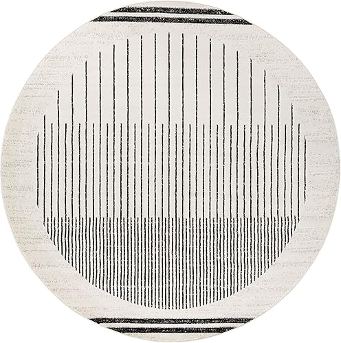 Mark&Day - Alfombras redondas Neerbosch de 7 pies, alfombra moderna de color gris claro, alfombra gris, negra y blanca, para sala de estar,