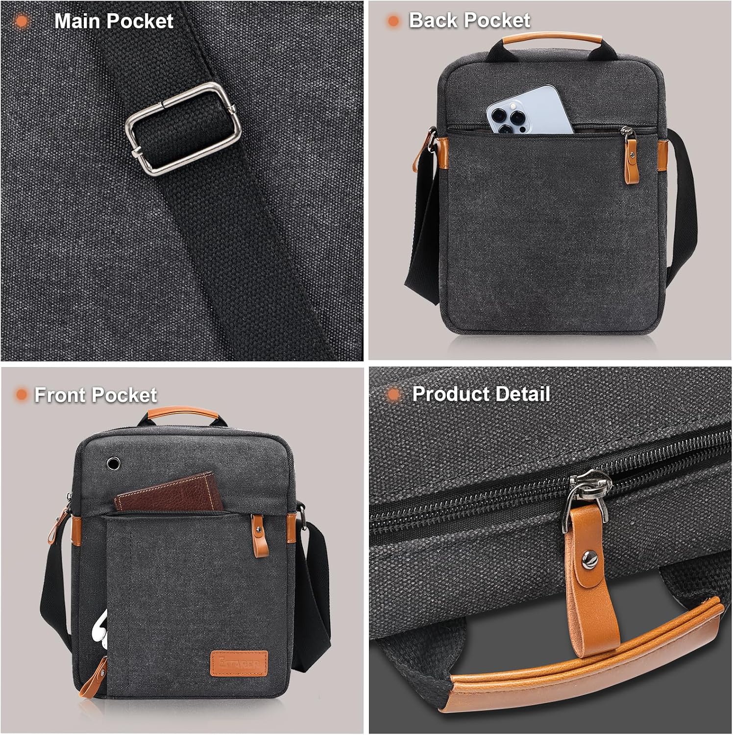 ESTARER 9-11 Inch Tablet Bag, Ipad Carrying Bag Small Messenger Satchel Purse for iPad Air M2/iPad Pro M4 2024, iPad 9/8/7th 10.2, iPad 10th 10.9, iPad Air 5/4th 10.9, Tab S8/S9 11"