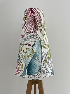 Bright Teal Lime Green Botanical Tropical Leaves Extra Tall Cone Lampshade