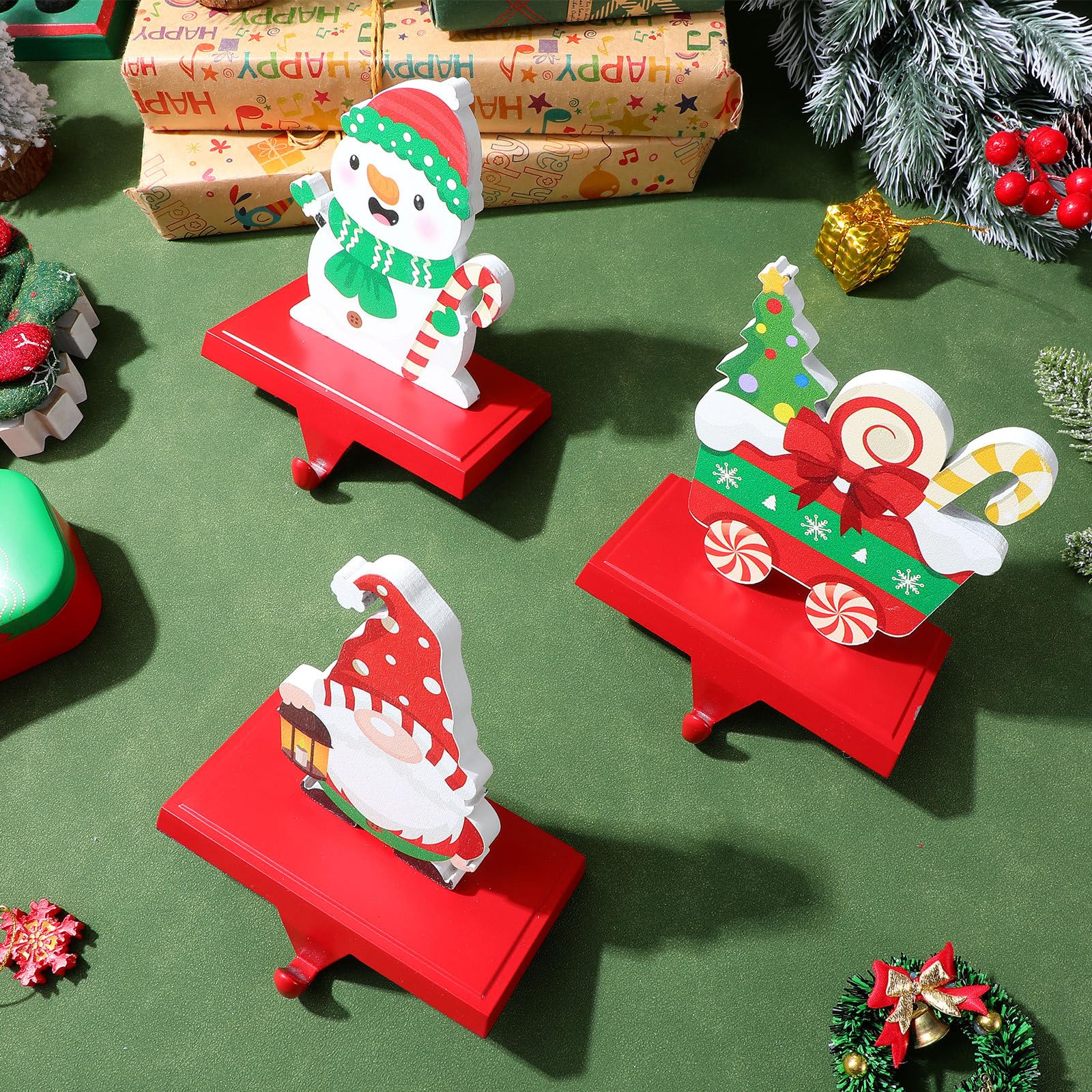 Operitacx 3 Soportes para Calcetines Navideños para Repisas de Chimenea: Ganchos de Metal Resistentes - Colgadores de Calcetines para Chimenea, Estantes Y Soportes de Tv - Ganchos para Decoración