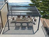 Vista 43 de PURPLE LEAF 94AS - Pérgola pequeña de aluminio compacto de 10 x 12 pies con techo rígido con listones ajustables para patio, cubierta de terraza