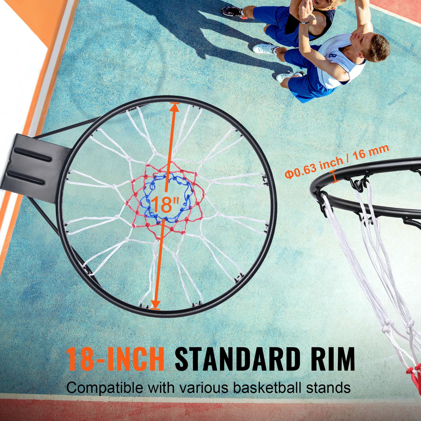 Happybuy Wall-Mounted Basketball Rim, Heavy-Duty 18