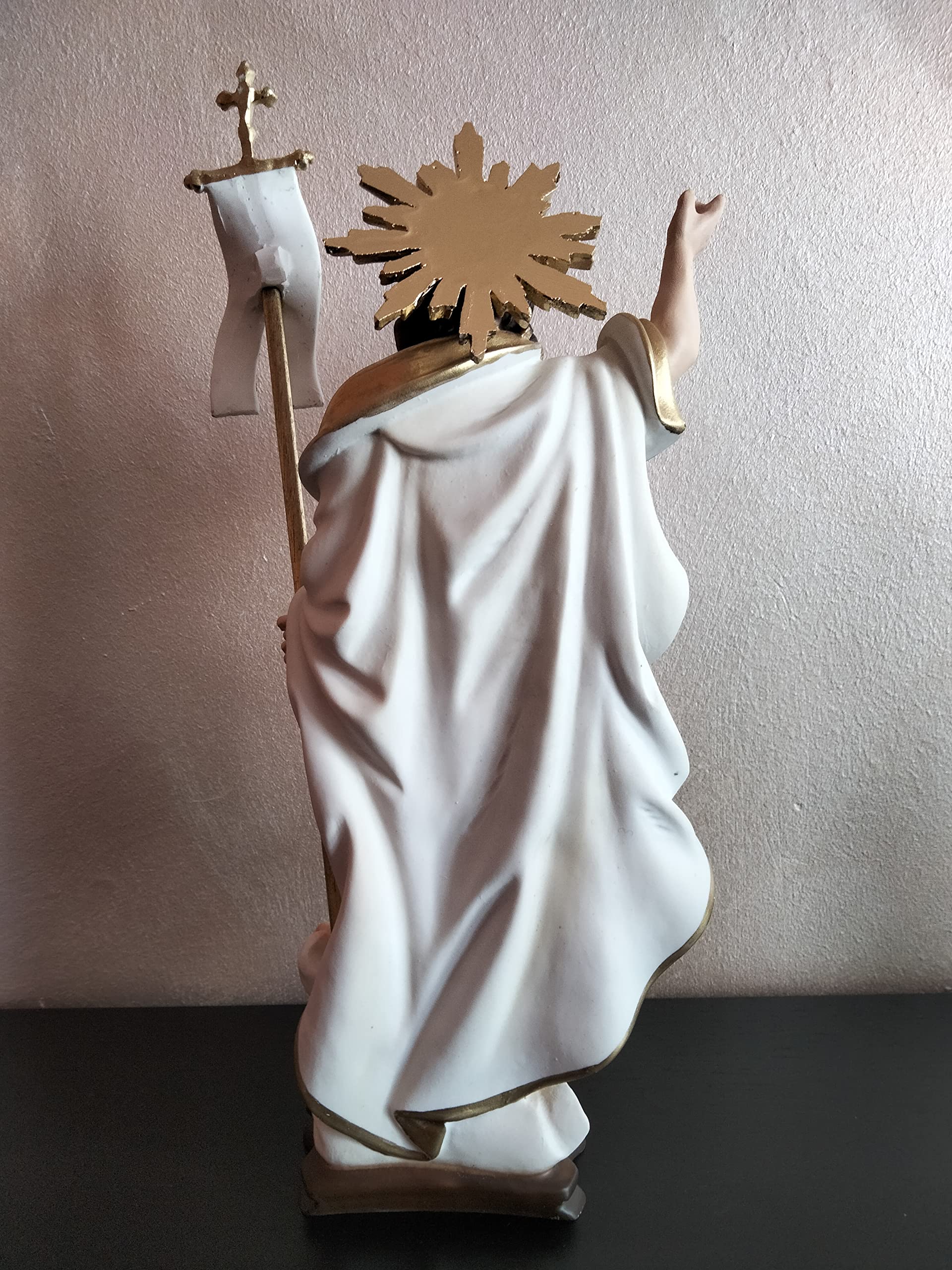 Statua Gesù Risorto cm 32 (12,60'') in resina piena prodotto artigianale decorato a mano