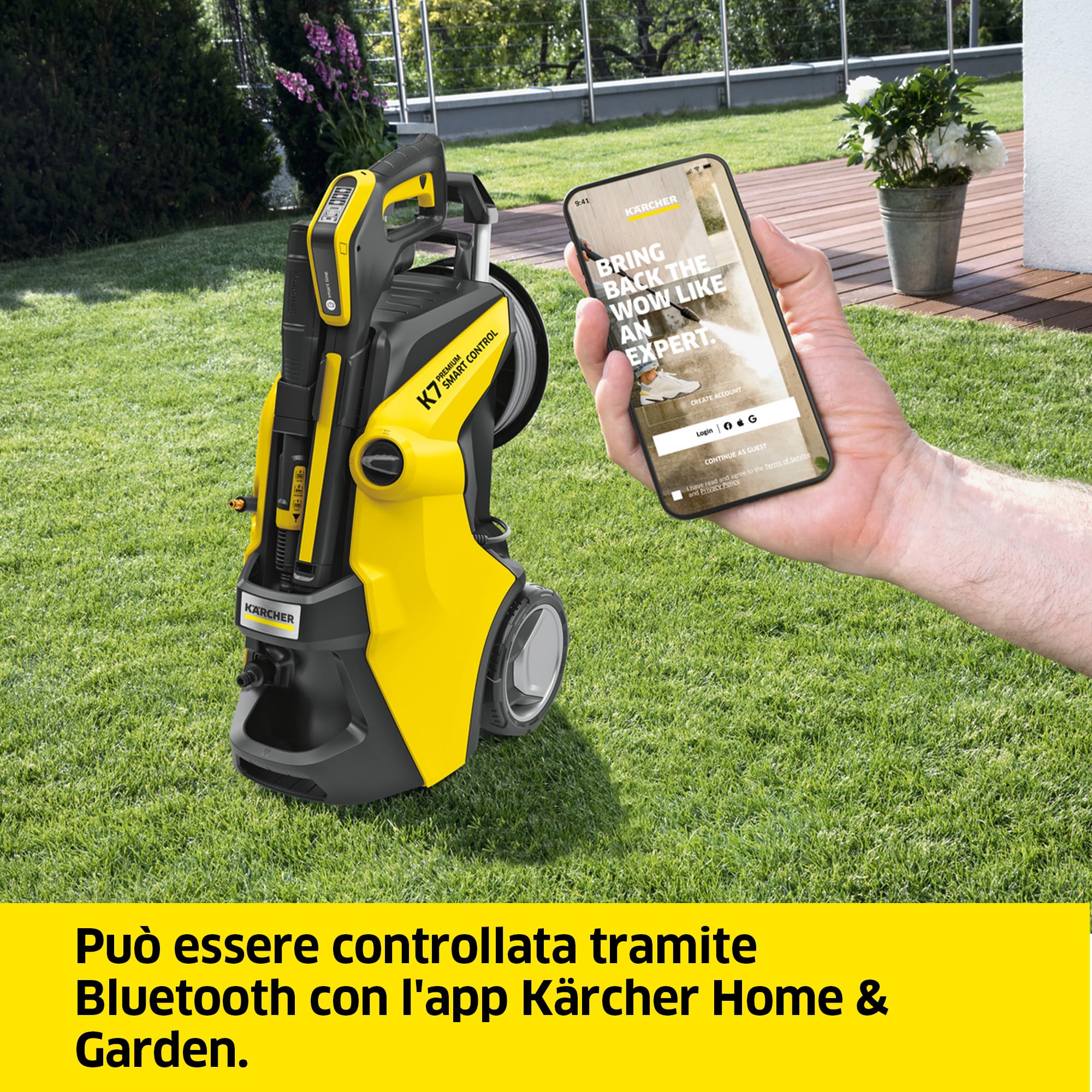 Kärcher Idropulitrice K 7 Premium Smart Control Flex Home, Pressione 180 bar, Portata 600 l/h, Area di Lavoro 60 m²/h, Filtro Acqua Premontato, Tubo Flex e Pistola Alta Pressione, Lancia Multi Jet