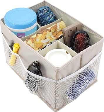 Paylak SCR700 Car Organizer Portable Console Back Seat Adjustable Dividers with Hook and Loup Straps - Beige