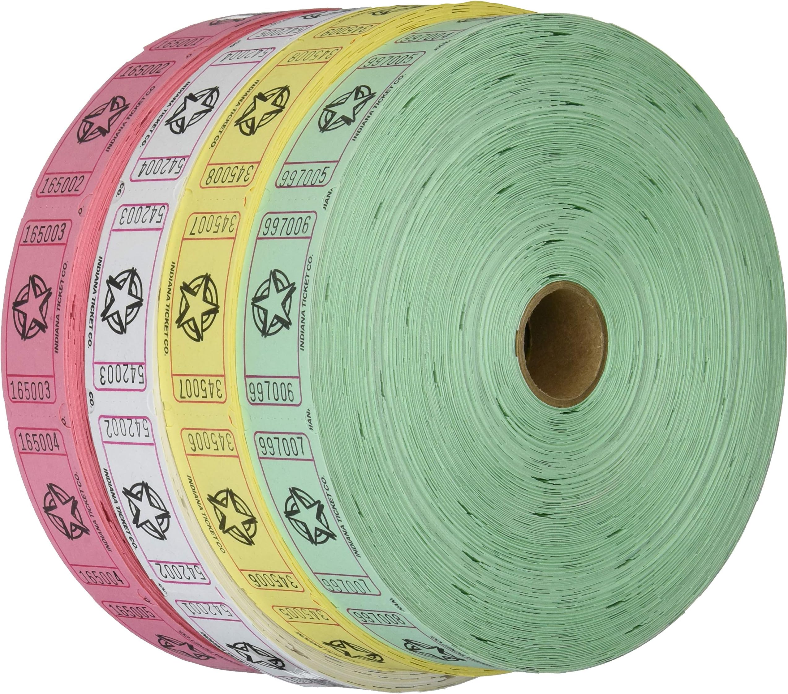 Raffle Tickets - (4 Rolls of 2000 Tickets) 8,000 Total Star Raffle Tickets (4 Assorted Colors)