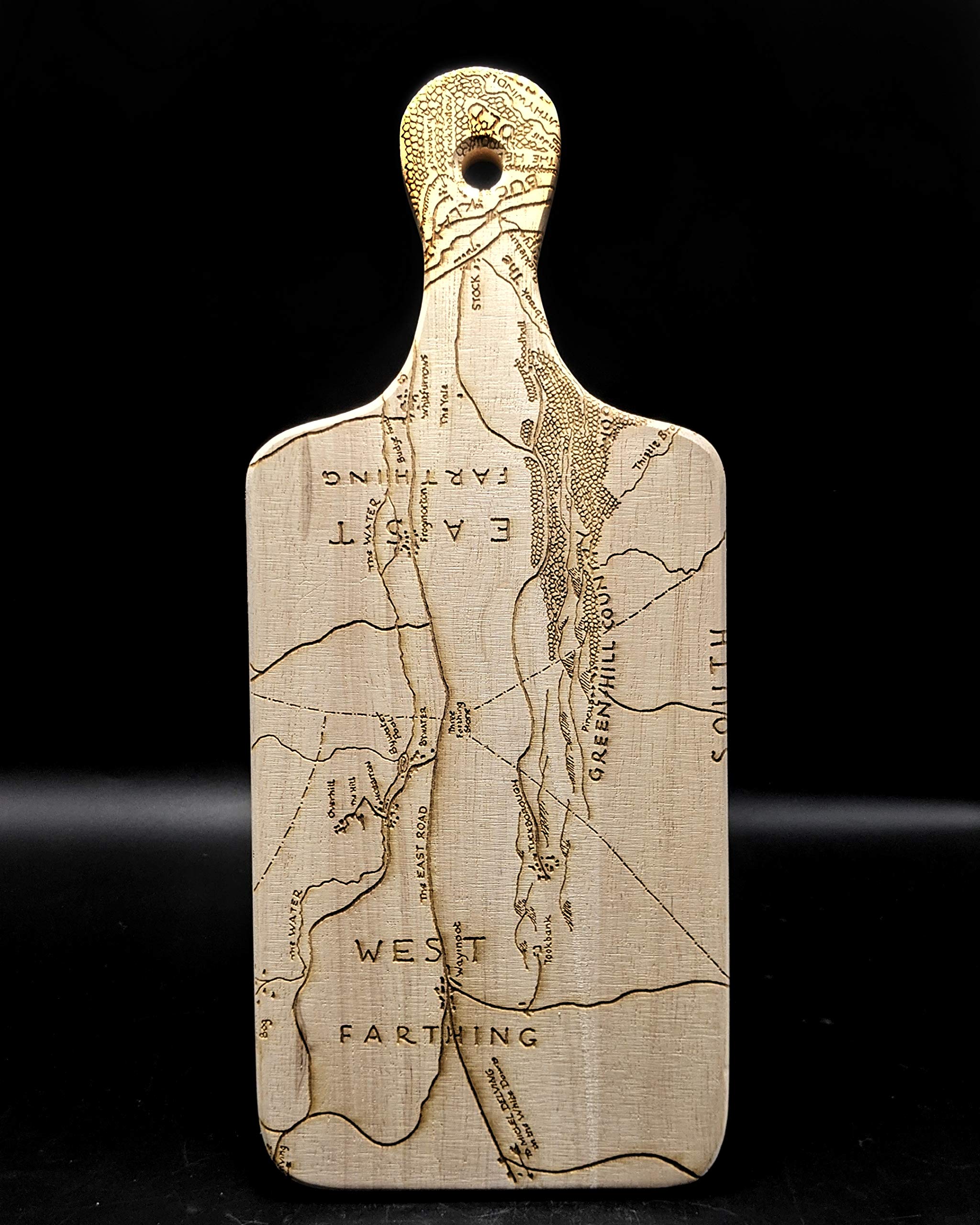 MAP OF THE SHIRE Engraved Cutting Board | Inspired by Tolkien's Middle Earth & Hobbits | Great Fantasy Christmas Gift Idea | Unique Kitchen & Barware Decor