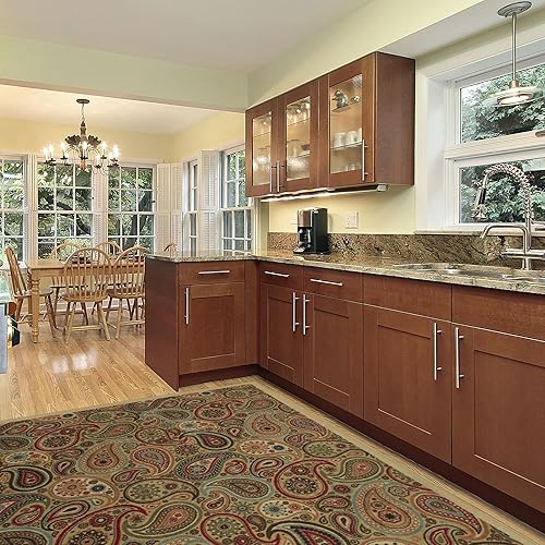 Miniatura 11 de Tapete Ottohome. Tapete con moderno diseño de cachemir, contemporáneo, color beige, con parte trasera de goma antideslizante