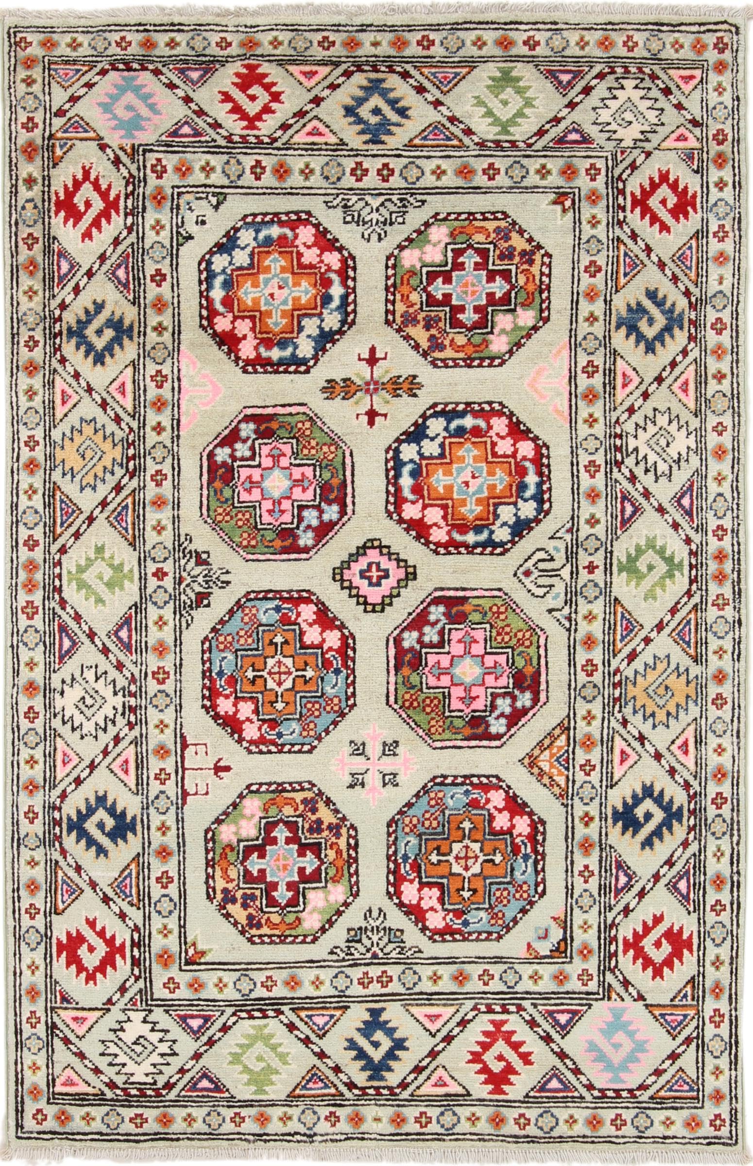 Tapis d'Orient Kazak noué main en laine du Pakistan 95x150cm