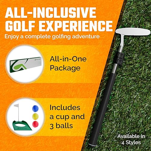 Miniatura 7 de Putter ajustable para niños con eje retráctil y mano derecha e izquierda, agarre junior para niños putt putt putt