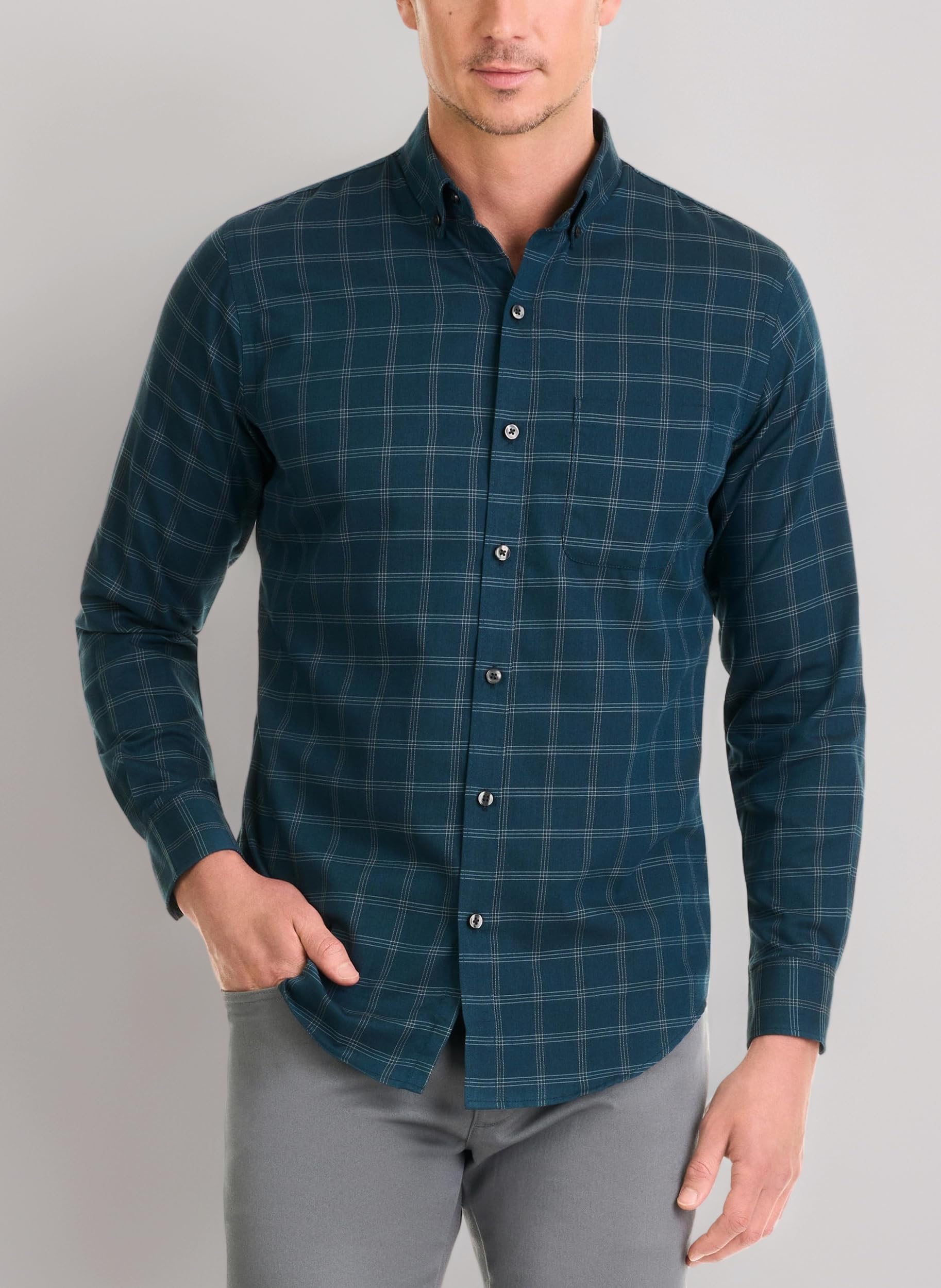 Men's Wrinkle Free Twill Long Sleeve Button Down Shirt Button Down Shirt (Pack of 1)