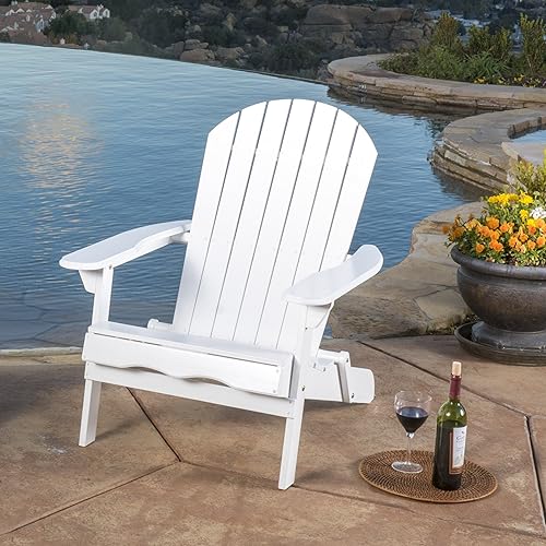 Hanlee Acacia Wood Folding Adirondack Chair - Rustic Design, Water-Resistant Frame, Portable Outdoor Comfort for Backyard & Patio Relaxation
