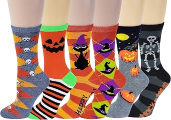 Sumona 6 Pairs Women Colorful Fancy Crazy Design Soft & Stretchy Novelty Crew Socks