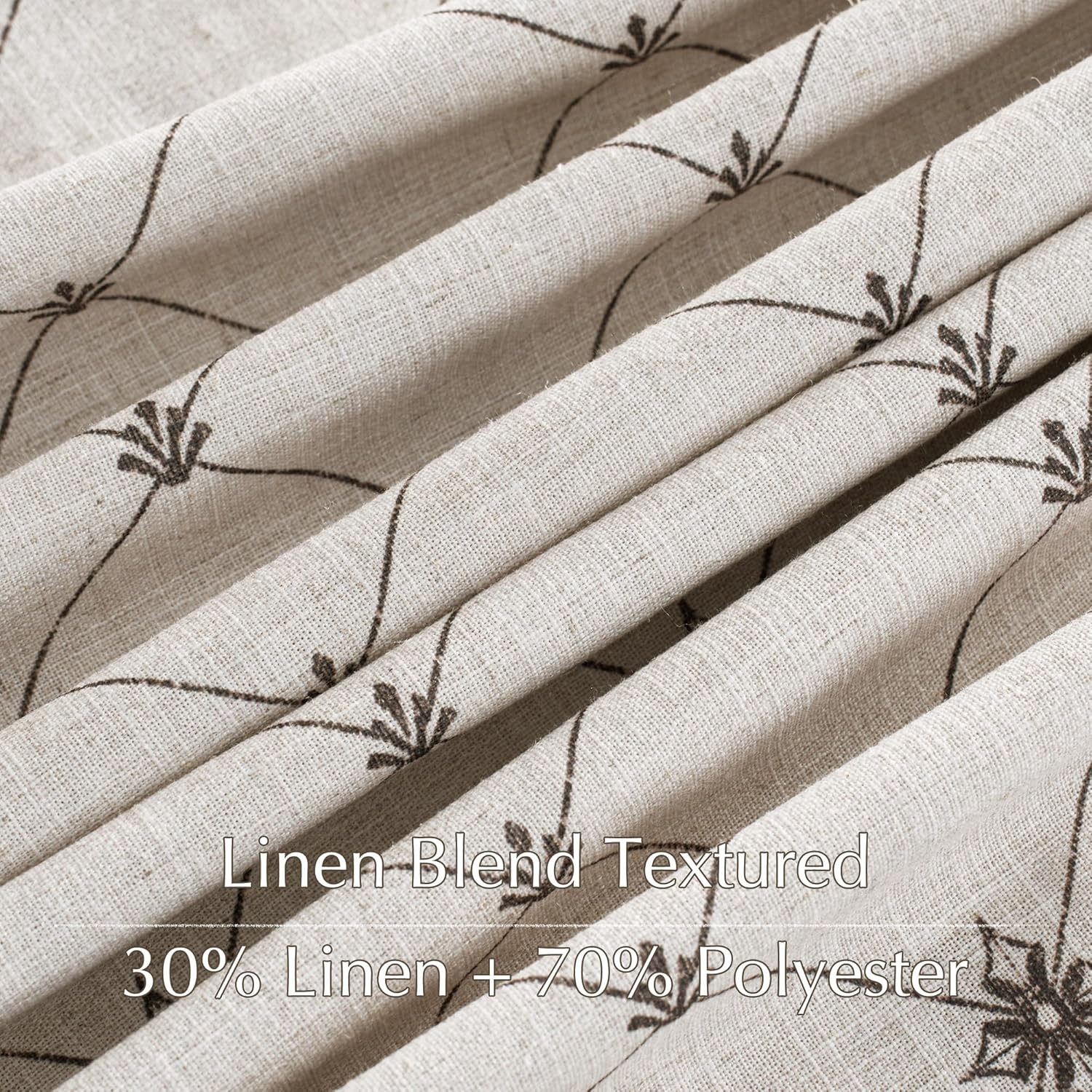 NICETOWN Living Room Curtains 84 inches Long Linen Textured (250GSM), Privacy Semi Sheer Geometric Window Treatments Diamond Pattern Light Filtering for Farmhouse, Taupe, W52 x L84, 2 Panels