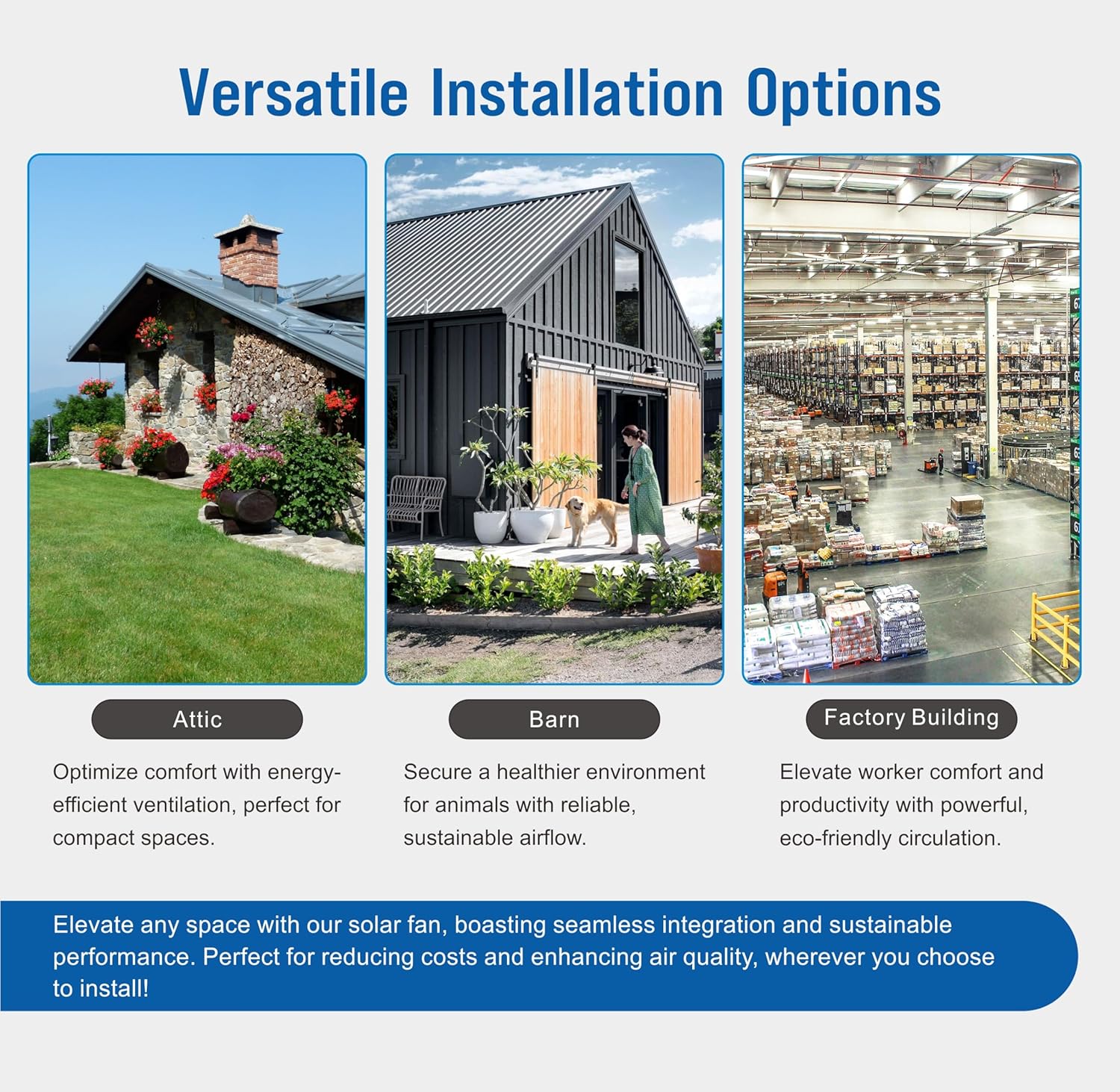 Smart Hybrid Solar Attic Exhaust Fan Pro–USA Engineered with German Tech, 2850 CFM 50W Solar Panel, 40-104℉ Thermostat, Cool & Dehumidify up to 4000 ft². Weatherproof Roof Vent for Home, Shed - Image 8