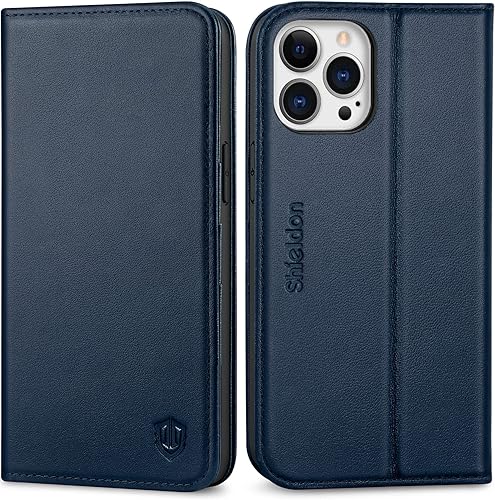 Miniatura 1 de SHIELDON Funda tipo cartera para iPhone 13 Pro Max 5G, de piel auténtica, plegable, magnética, a prueba de golpes, con ranuras para tarjetas de