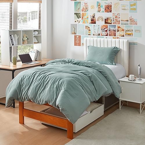 Miniatura 5 de Byourbed Natural Loft - Juego de edredón tamaño Queen extragrande - Iceberg Green