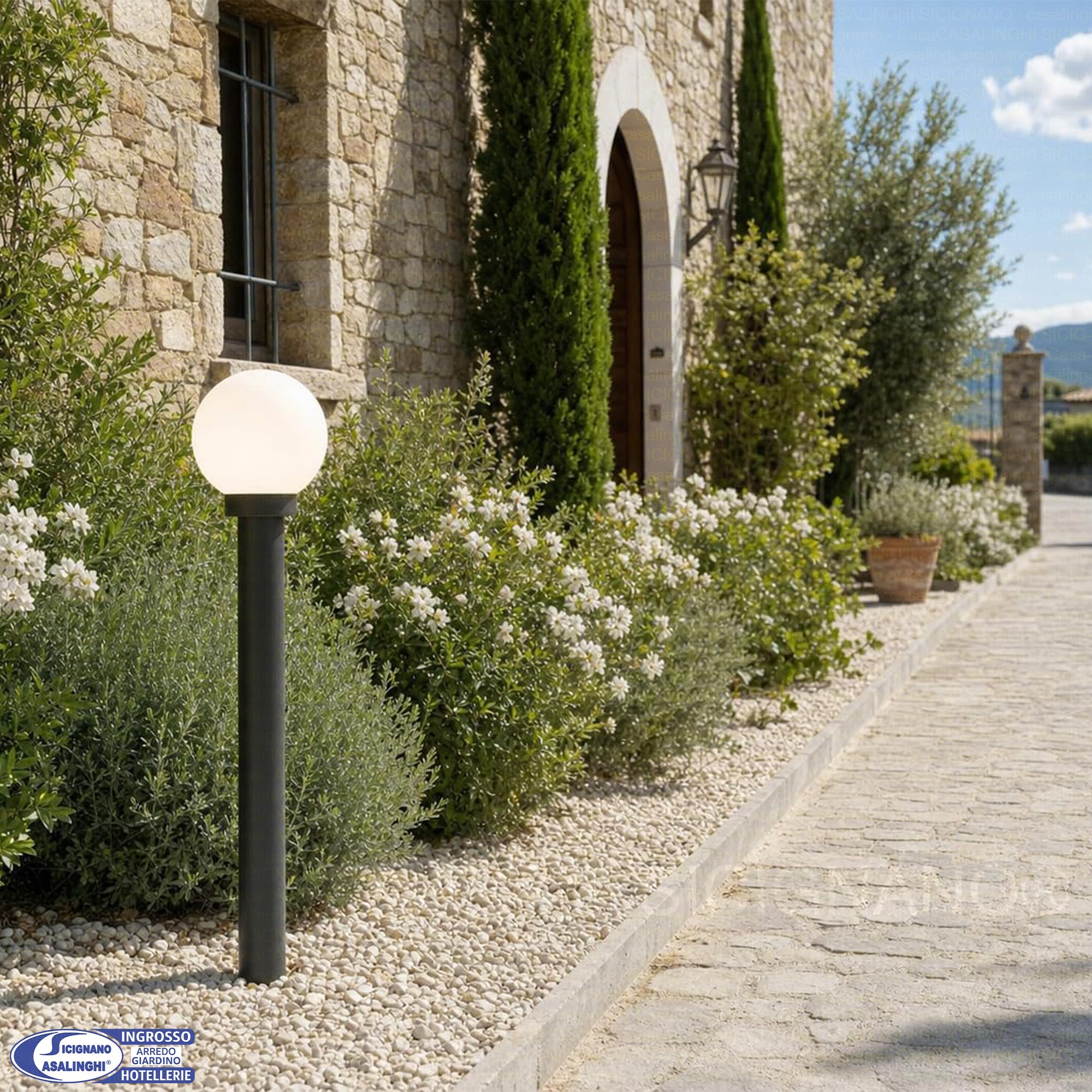 Sicignano Palo in Bayblend D.60mm, Altezza 1-2 mt, per Illuminazione Giardino Viale Terrazzo (1, 1 MT)