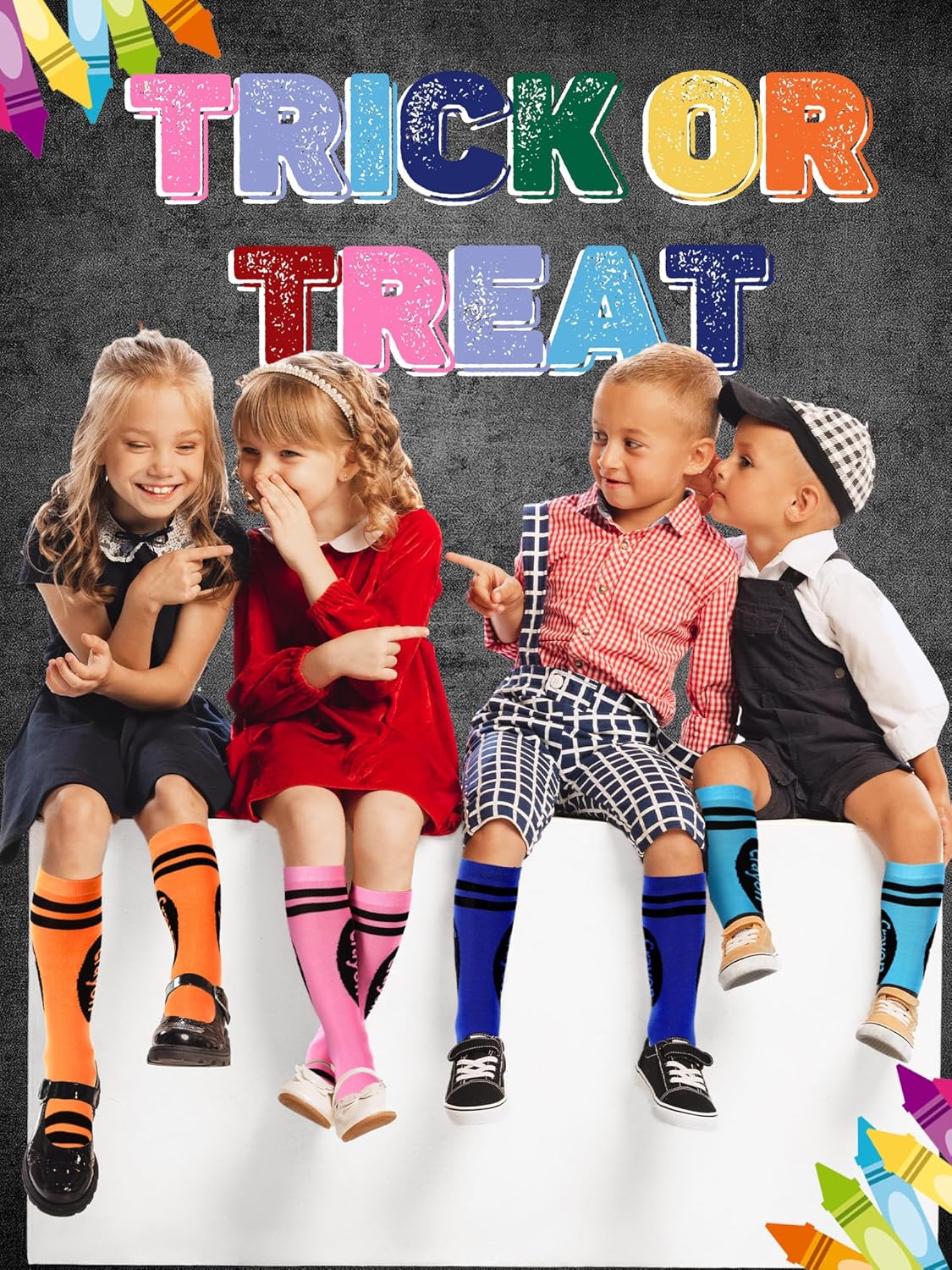 8 Pairs Kids Colorful Crayon Socks Funny Pencil Knee High Socks for Girls School Supplies Costume Accessories - Image 3