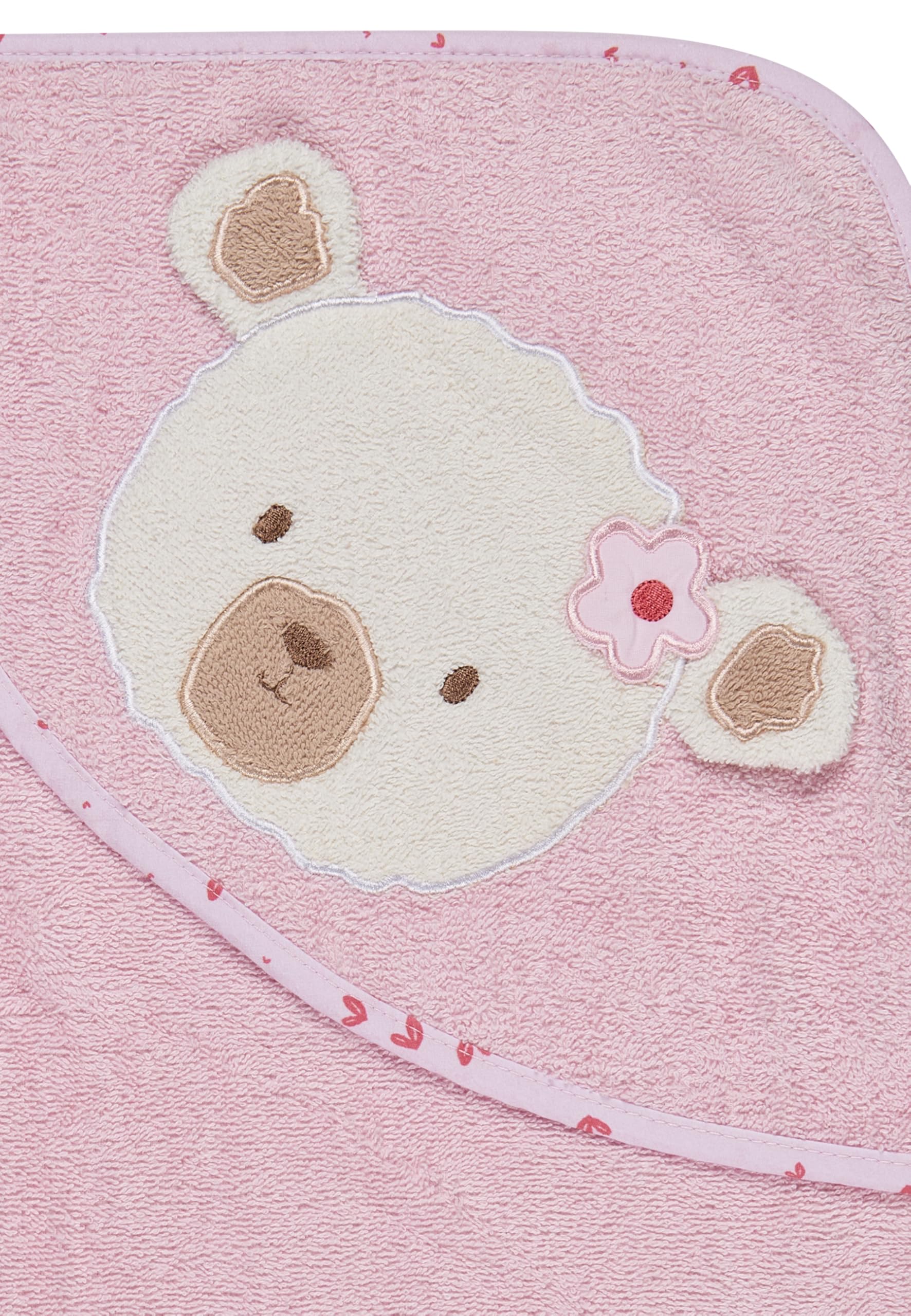 Sterntaler Kapuzenbadetuch personalisiert mit Wunschnamen, Bär Betty – Frottee-Kapuzenbadetuch aus 100% Baumwolle, mit süßen 3D-Ohren, saugfähig und weich – rosa – 100 x 100 cm