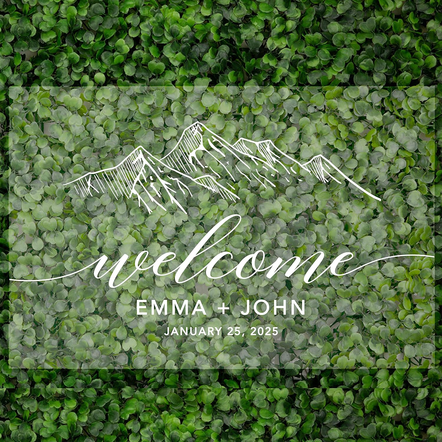 Andaz Press Custom Large Wedding Acrylic Welcome Sign, 16 x 24 Inches, Monochrome Welcome Woodland, Boho Personalized Sign, Welcome Sign for Fall, Rustic, Woodland Theme