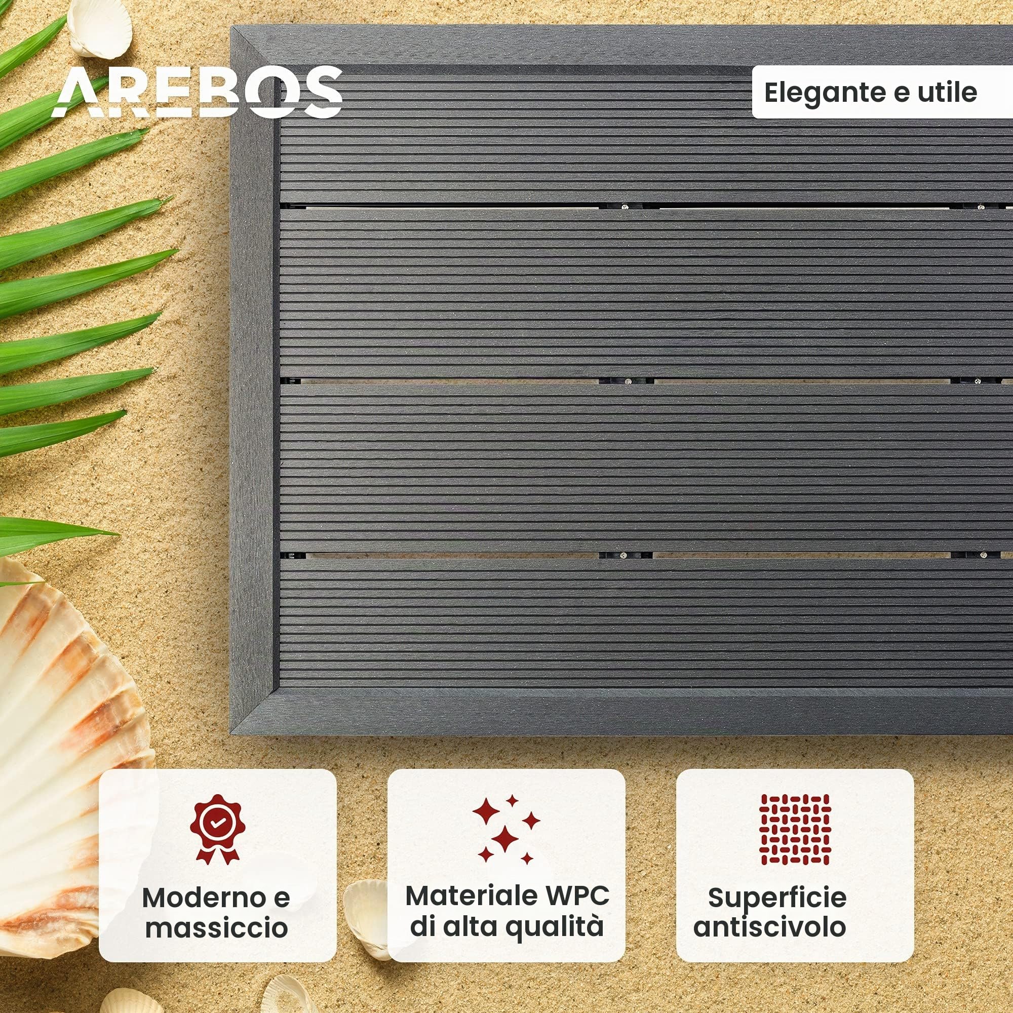 Arebos Doccia solare 35L & elemento a pavimento | con termometro integrato & doccia per i piedi | incl. Copertina | doccia per il giardino | temperatura dell'acqua fino a 60°C