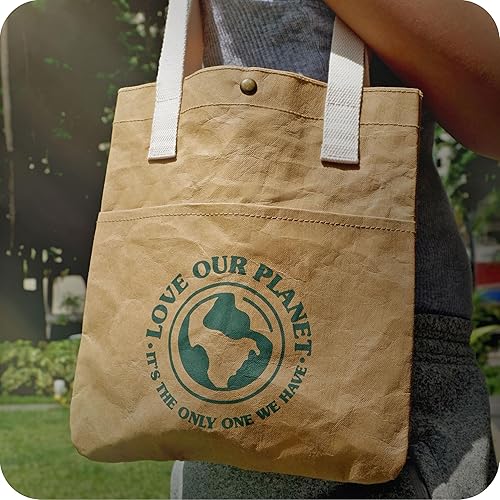 Miniatura 10 de Reusable Grocery Bag Large Sustainable Washable Paper Tote with Reinforced Seams. Foldable and Durable.