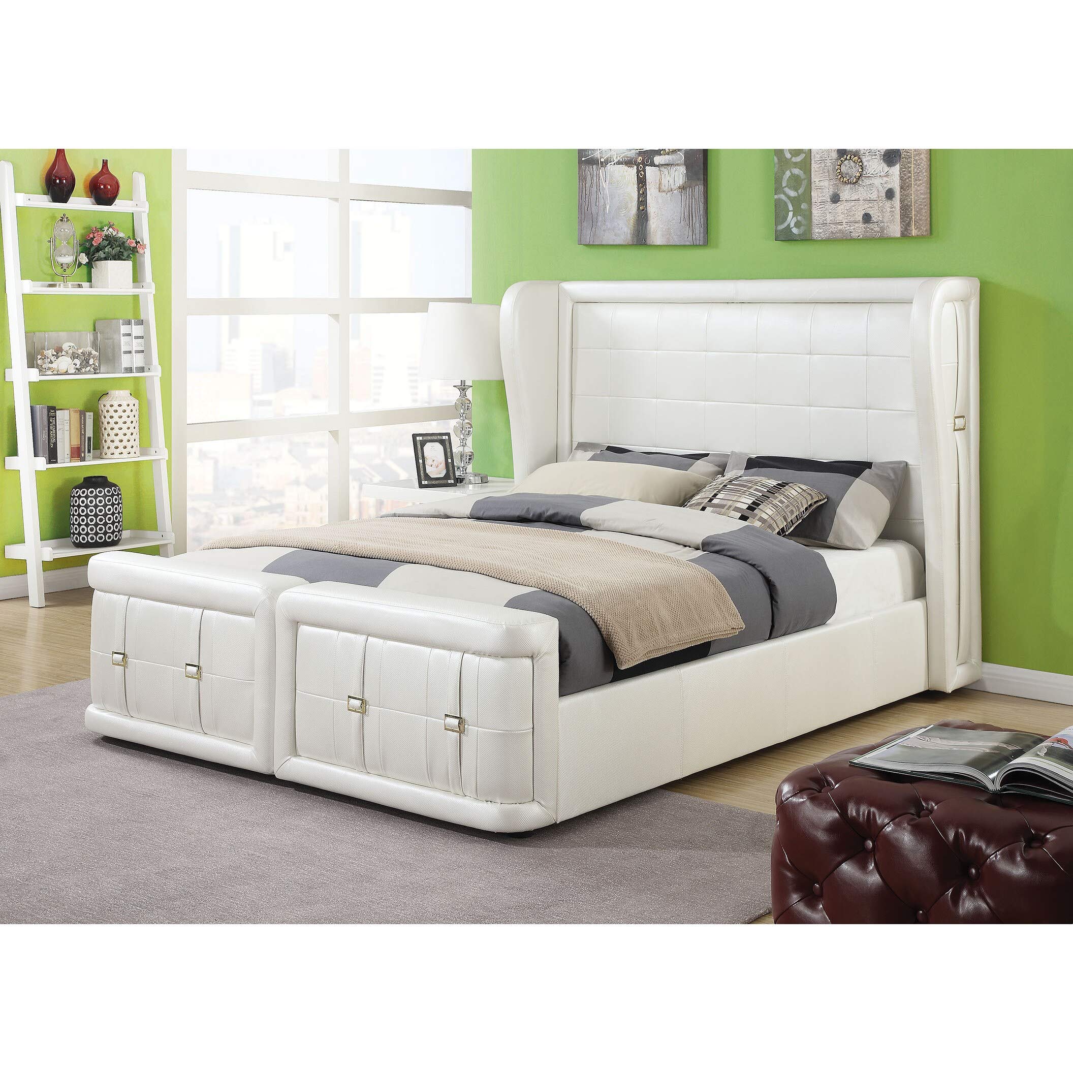 Amazon.com: Acme Furniture Linus King Bed in Pearl White : Hogar y
