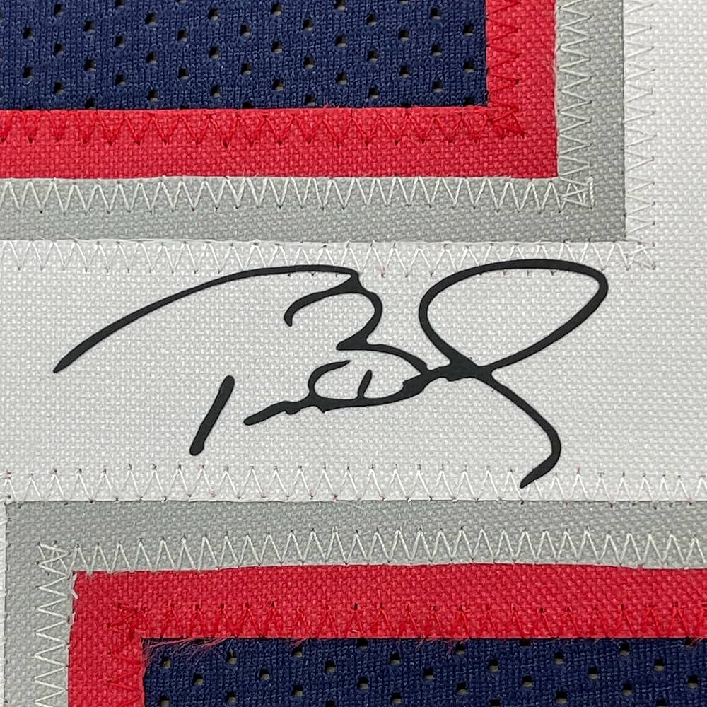 Framed Facsimile Autographed Tom Brady 35x39 New England Blue