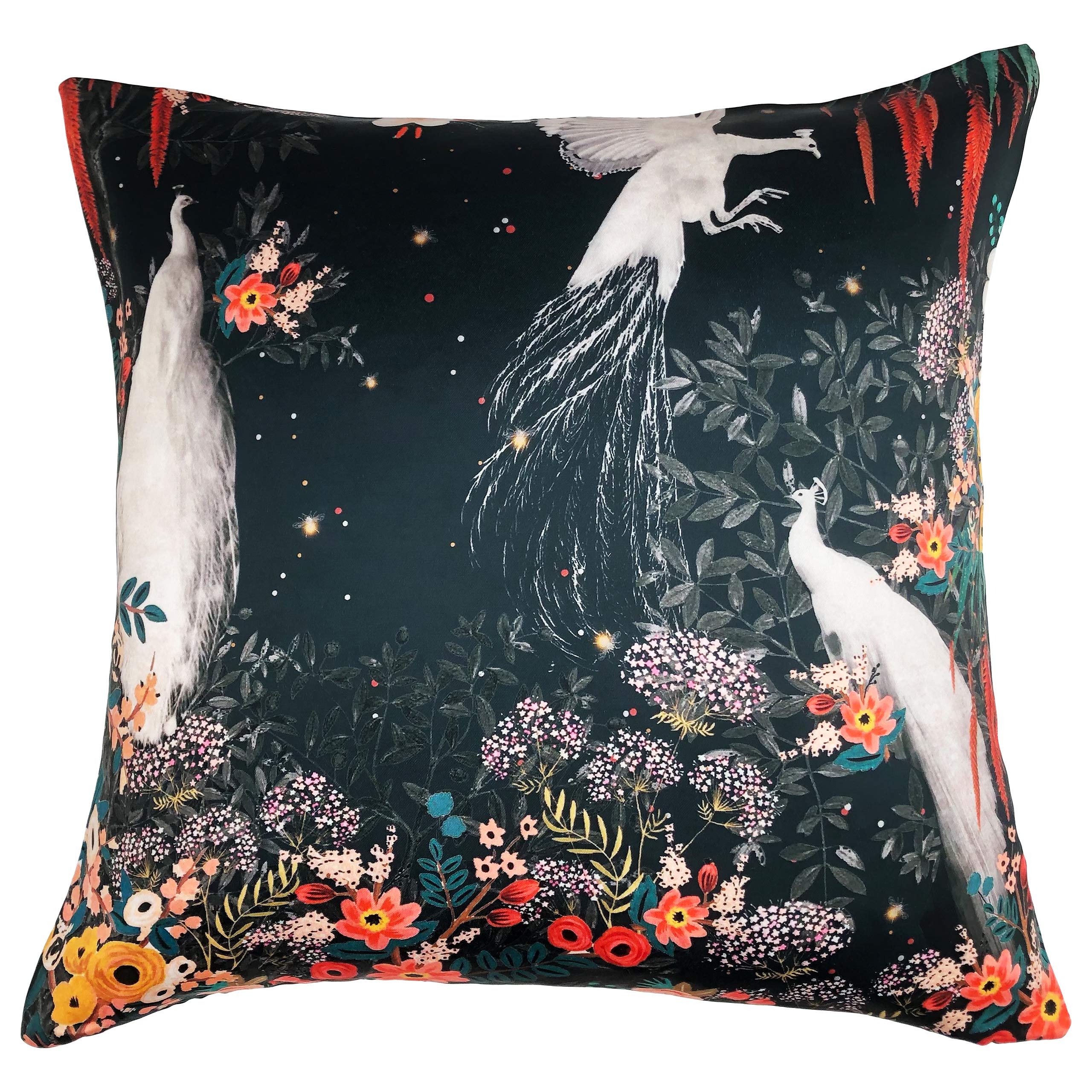 Coussin garni de plumes de paon bleu sarcelle contre les dossiers rigides
