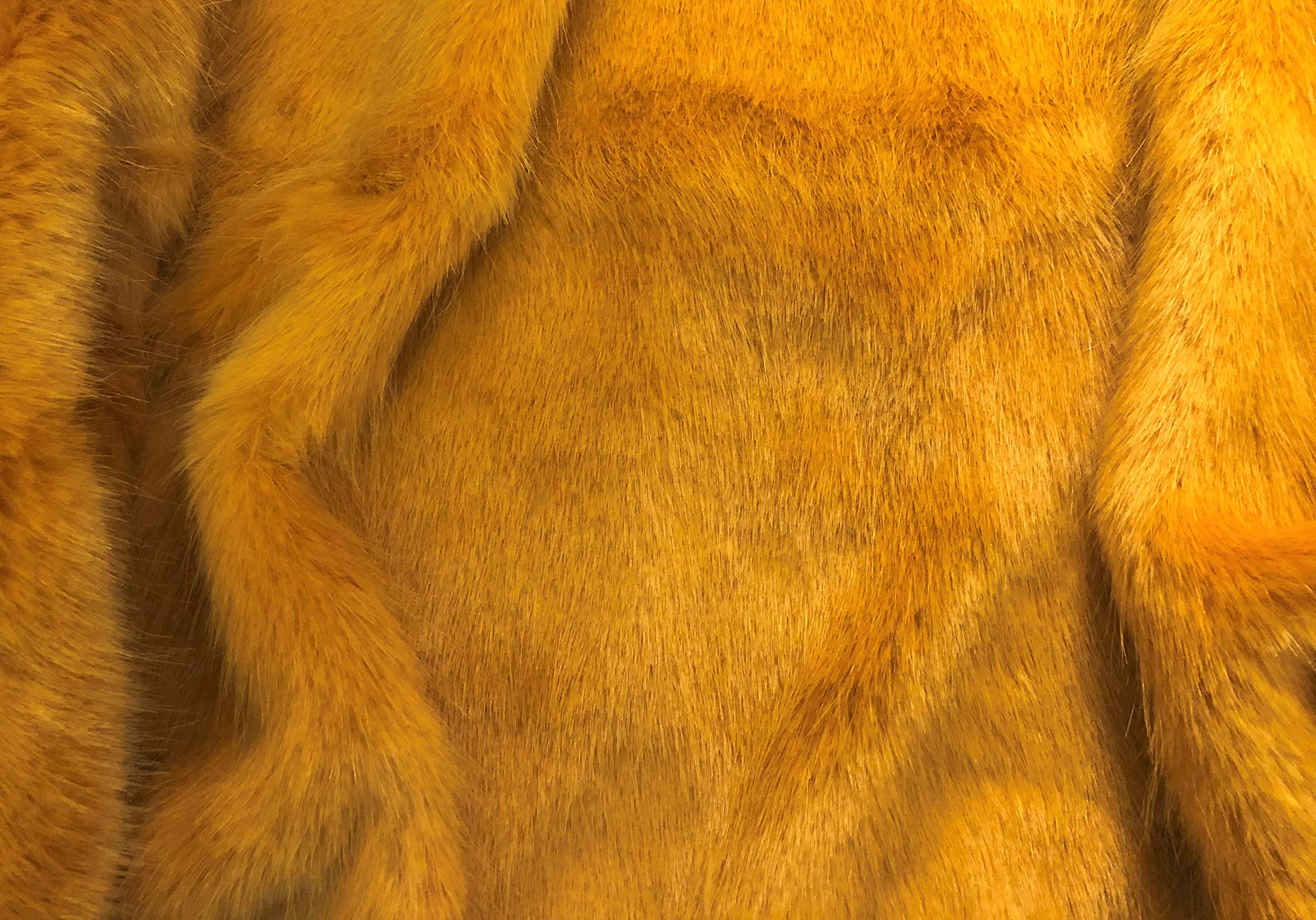 Super Luxury Faux Fur Fabric Material - Swiss Golden Yellow, Sample - 10cm x 10cm