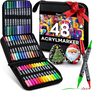 Zenacolor - Acrylstifte Wasserfest - Doppelspitze - 48 Farben - Mit Tasche