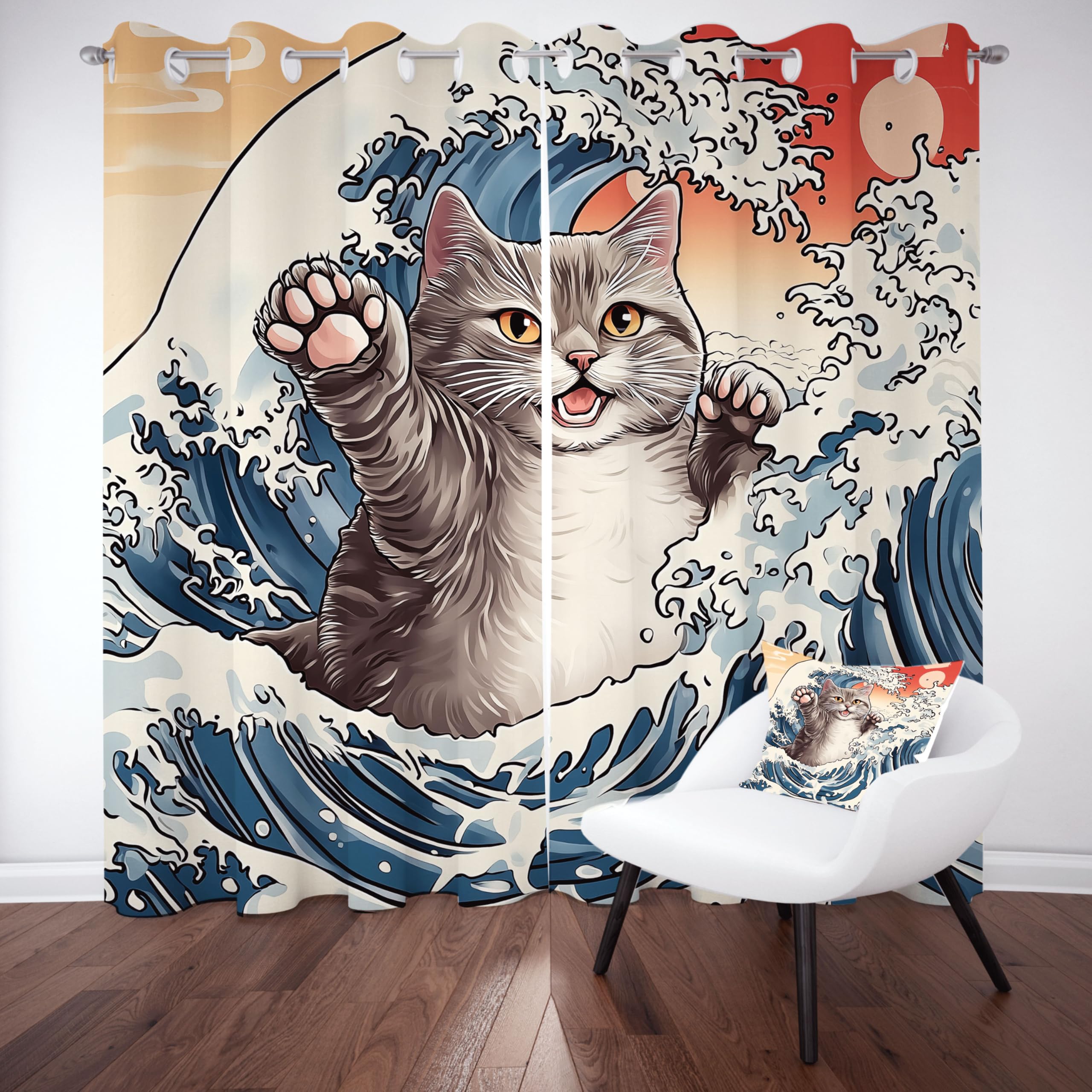 Aazon.co: Cat Blackout Curtains For Girls Boy Hoe Decor, Cute Anial