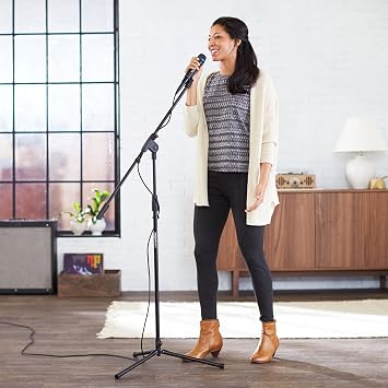 Neumann Vocal Condenser Microphone (TLM 102 MT) and Amazon Basics Adjustable Boom Height Microphone Stand with Tripod Base