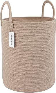 XUANGUO Cotton Rope Laundry Basket Hamper for Clothes, Konjac | Woven Storage Basket for Living Room Bedroom Boho Tall Rope Baskets for Blanket Toys Pillow Towels Baby Nursery Hamper Bin