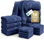 LANE LINEN 100% Ensemble de serviettes turques en coton pour salle de bain - 16 Pièce - Super doux, sèche rapide & Très absorbant - 4 Bain, 8 Laver les vêtements, 4 Serviettes à main - Qualité de l'hôtel, Durable & Certifié Oeko-TEX - gris