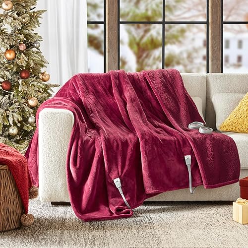 Vista 12 de Beautyrest - Manta Eléctrica Reversible de Felpa ultraligera - Manta Eléctrica, Regulador de Múltiples Niveles de Calor Acogedor Sofá Sala de Estar