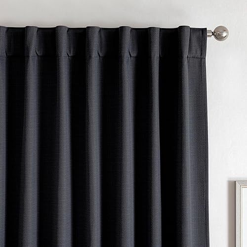 Chyhomenyc Bella - Cortinas opacas de lino sintético de 84 pulgadas de largo, 2 paneles con aislamiento térmico, reducción de ruido cálido, con