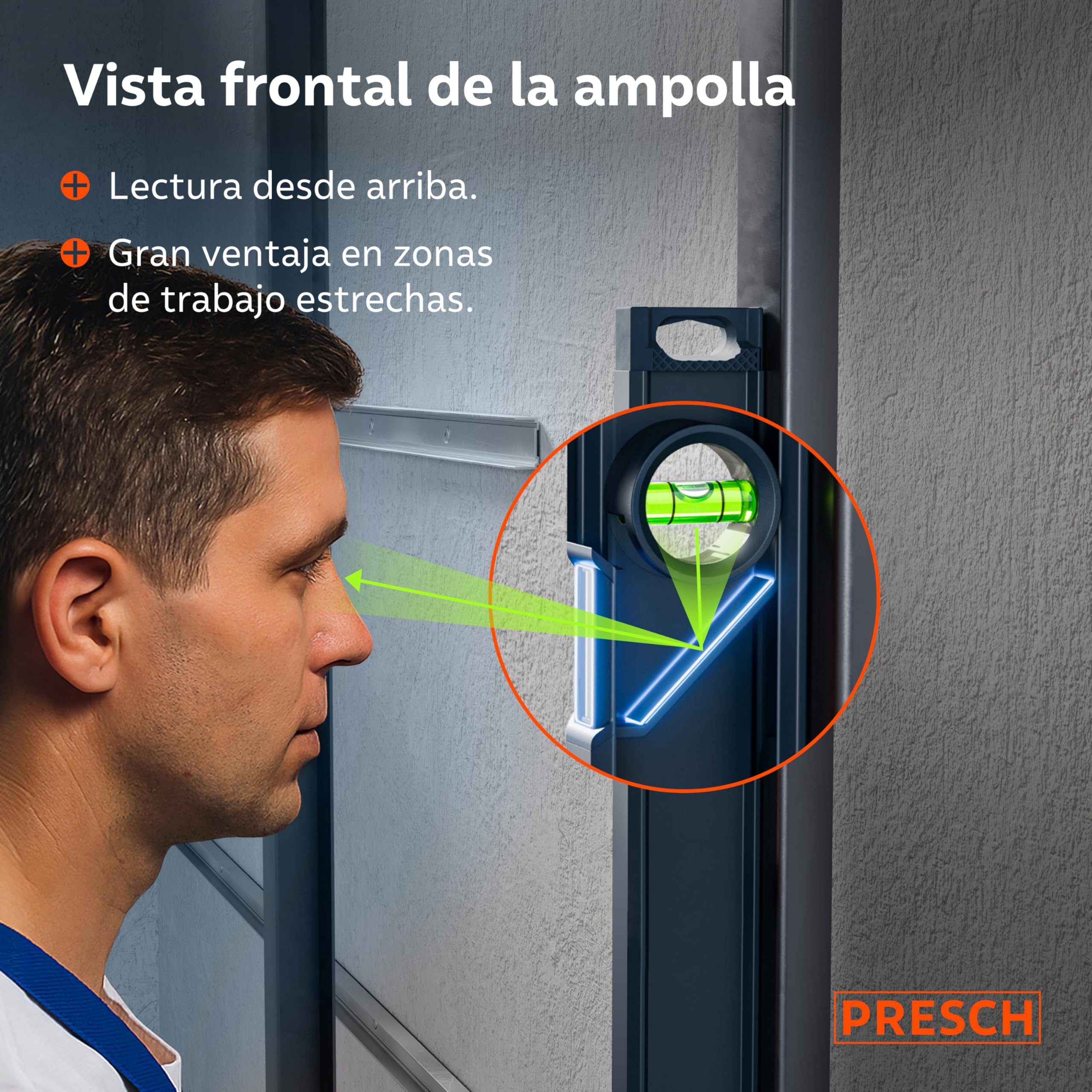 Presch Juego de Niveles Magnéticos 3 pzs. - 40cm, 60cm y 100cm - Ampolla irrompible con pendiente 2% - Ventana de lectura vertical - Tapones antideslizantes innovadores - Niveles de burbuja