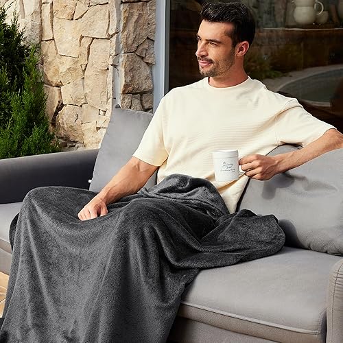 Miniatura 2 de Exclusivo Mezcla Manta de vellón para sofá, cama, súper suave y cálida, para uso en todas las estaciones, acogedora, afelpada, ligera, 90 x 104