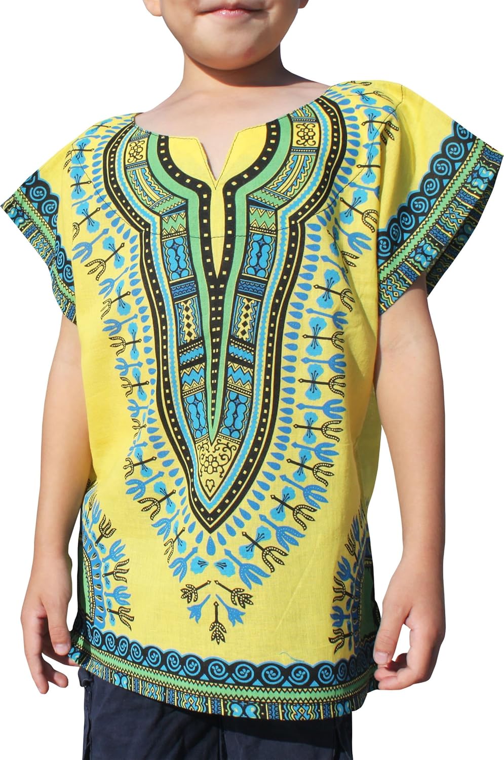 RaanPahMuang Gauze Saloo Cotton Childs African Dashiki Boubou Shirt Cap Sleeve